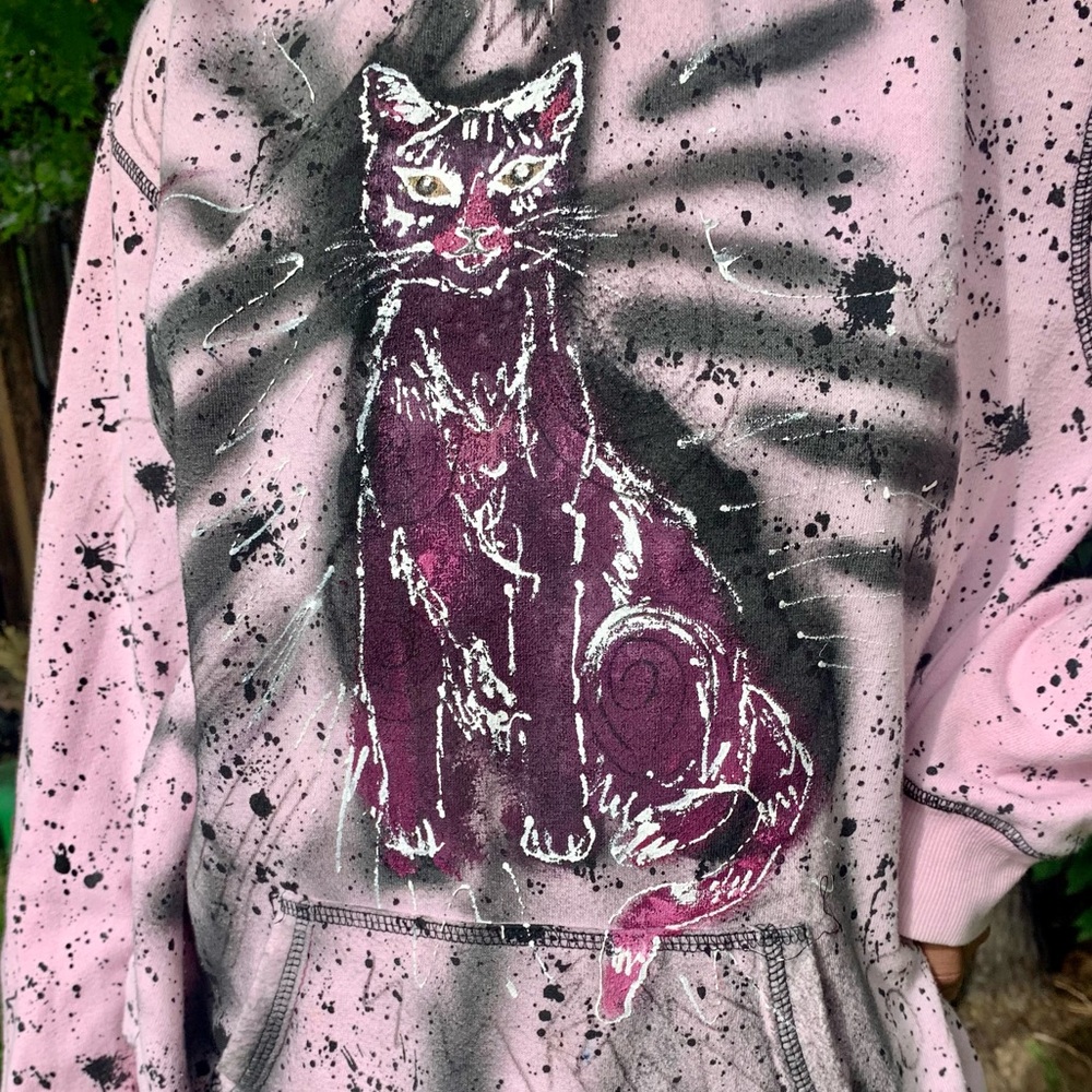 Pink Cat Graphic Sweatshirt